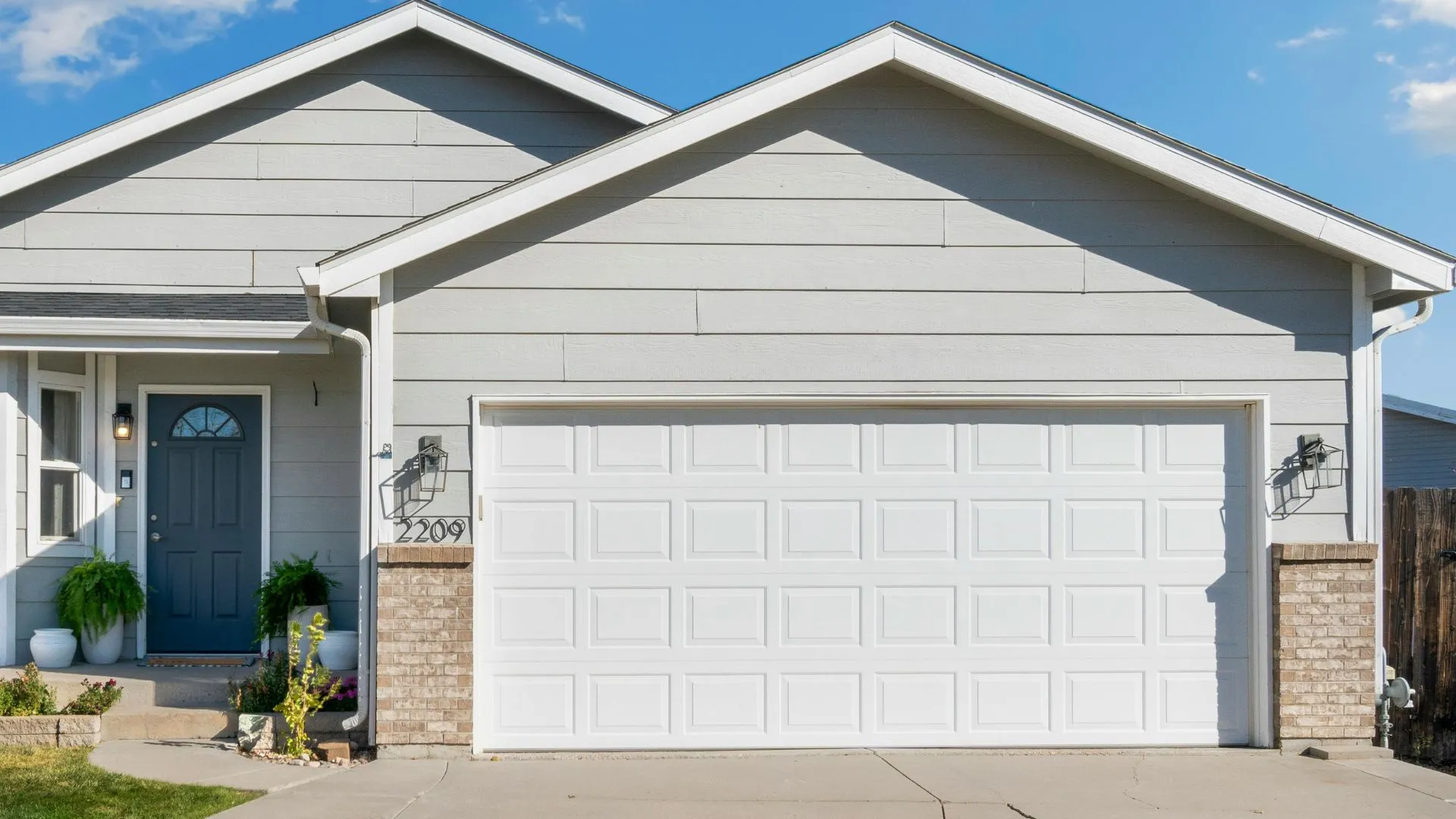 Finished residential garage door installation